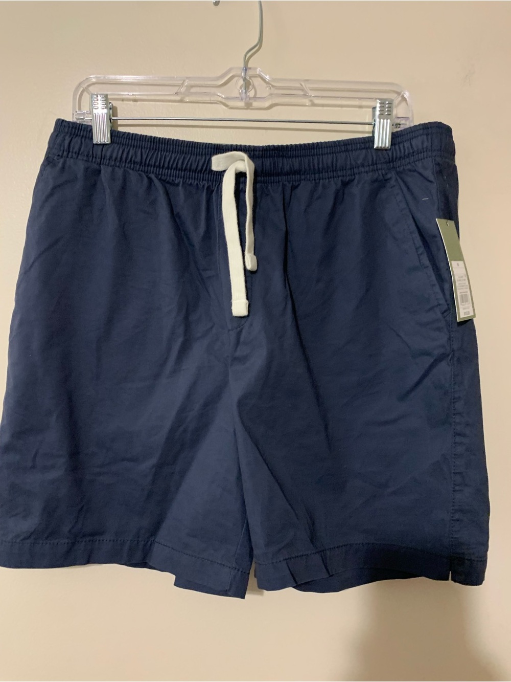 Goodfellow & Co Navy Flat-Front Men's Shorts with White Drawstring